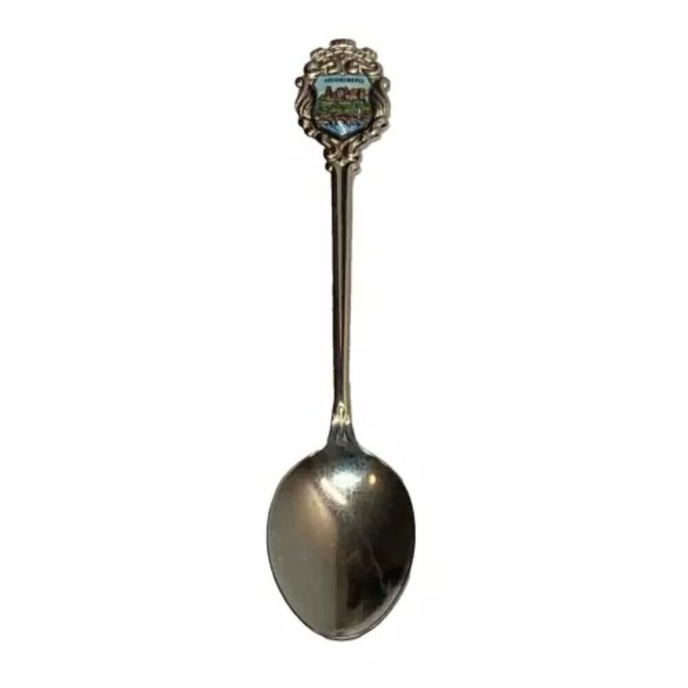 Vintage Germany Heidelberg Souvenir Spoon 4 1/8" Silver‎ Tone Enamel Shield GUC